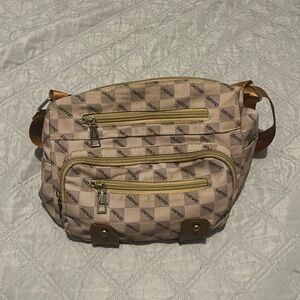 Patterned Tan Crossbody Bag